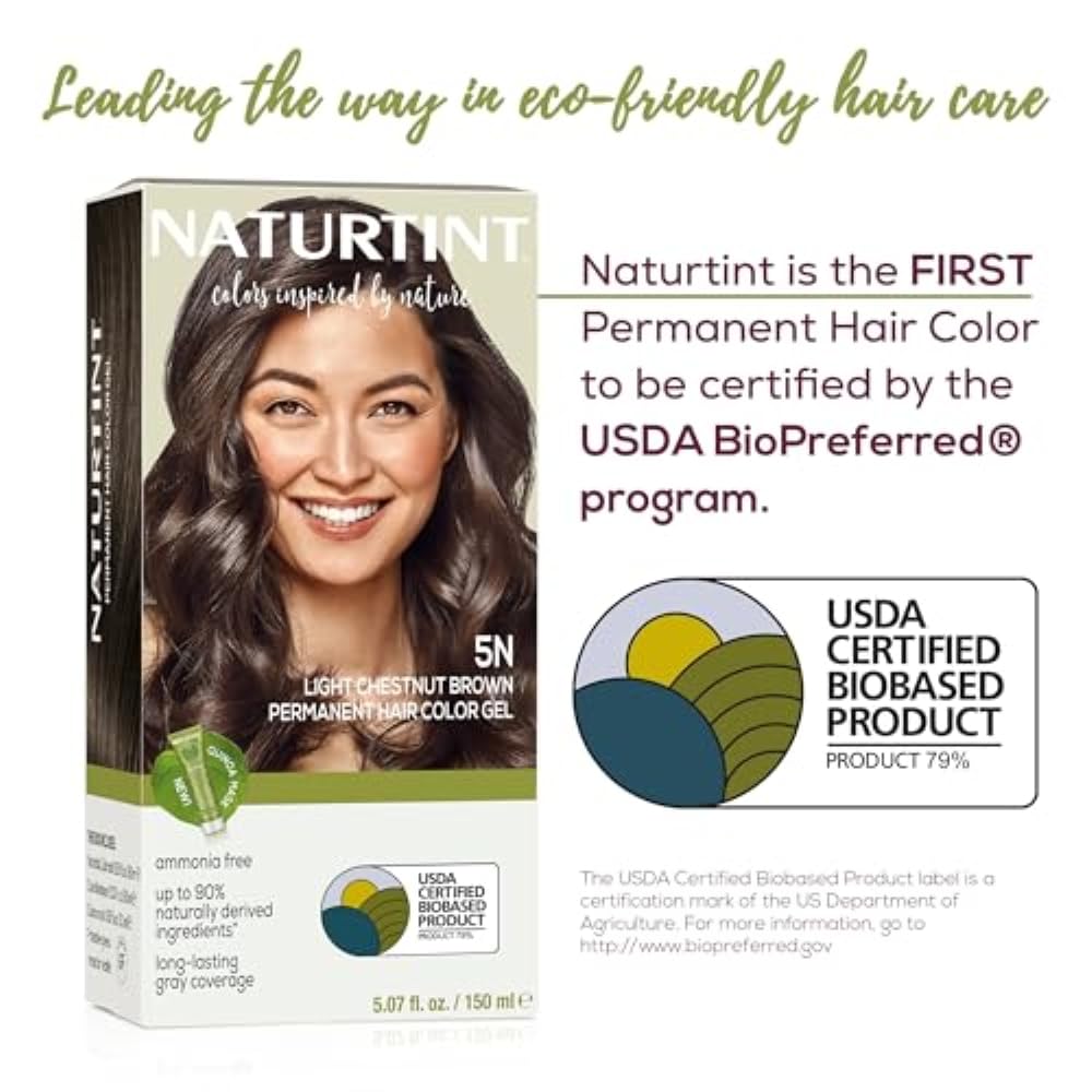 White Smoke Naturtint 5N Light Chestnut Brown Permanent Hair Color (Pack of 6), Ammonia Free, Vegan, Cruelty Free, up to 100% Gray Coverage, Long Lasting Results (Packaging may vary)