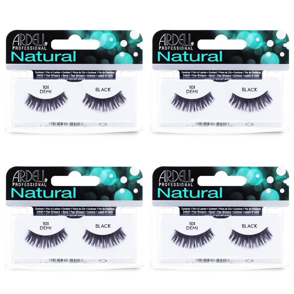 White Smoke Ardell False Eyelashes Demi 101 - Black, Full Volume, Rounded Strip Wispy Lashes for a Natural Look, 4 Pack