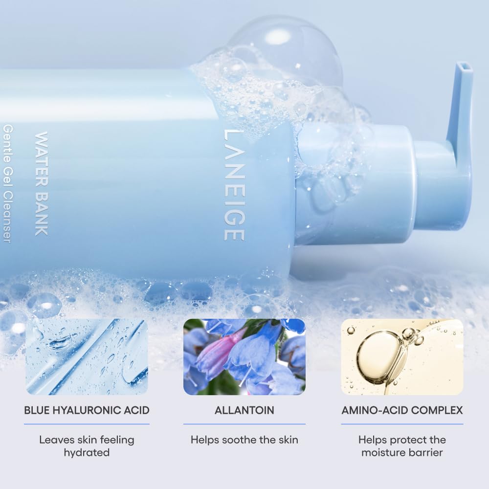 Light Gray LANEIGE Water Bank Gentle Gel Facial Cleanser