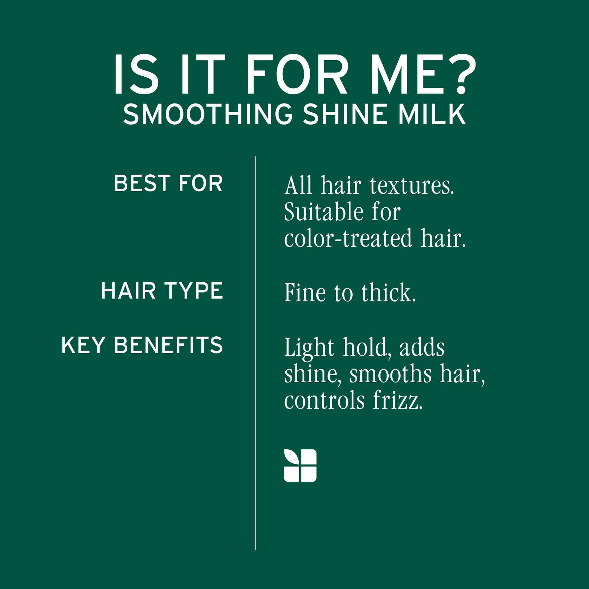 Dark Slate Gray Biolage Smooth Shine Milk - Smoothing Leave-In Spray, Adds Shine, Reduces Frizz, Lightweight Hold, Styling Primer, Vegan & Paraben-Free
