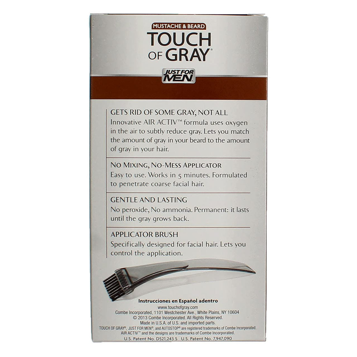 Gray JUST FOR MEN Touch of Gray Hair Color, Mustache & Beard Kit, Light & Medium Brown B-25/35, 1 ea (Pack of 4)