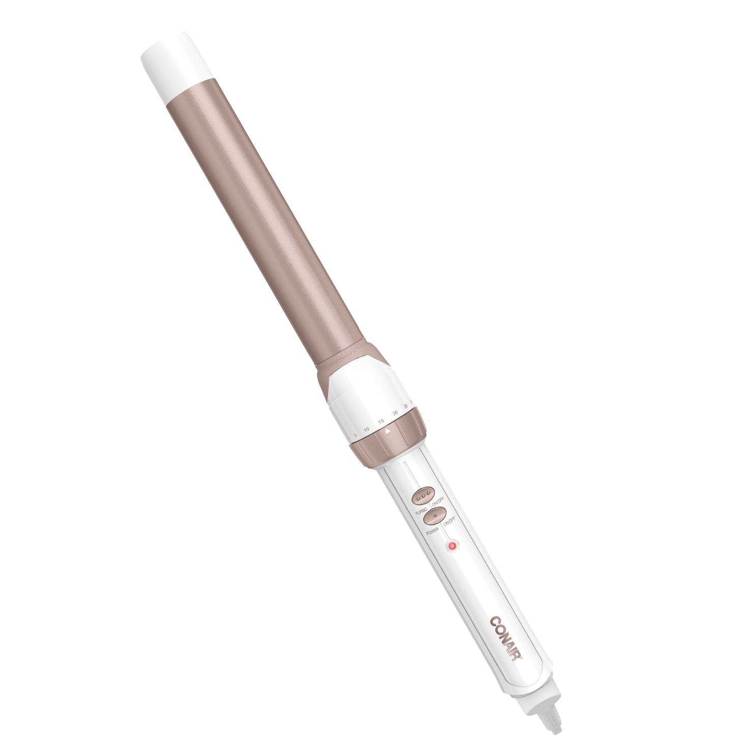 White Smoke Conair Double Ceramic 1-Inch Curling Wand, Produces Flawless Waves, Curling Iron for Use on Medium and Long Hair, 30 Heat Setting Curling Iron, White