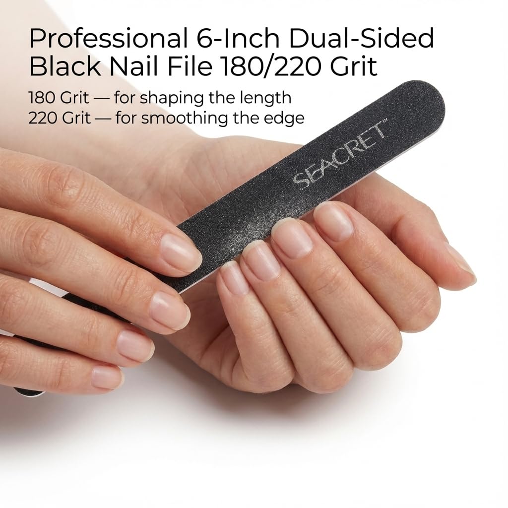 White Smoke SEACRET Nail Care Collection – Dead Sea Mineral Manicure Kit with Nail File, 3-Way Buffer, Cuticle Oil, Body Lotion for DIY Home Manicure & Pedicure, Buffer Nail File, Nail Buffer, Nail Care Kit