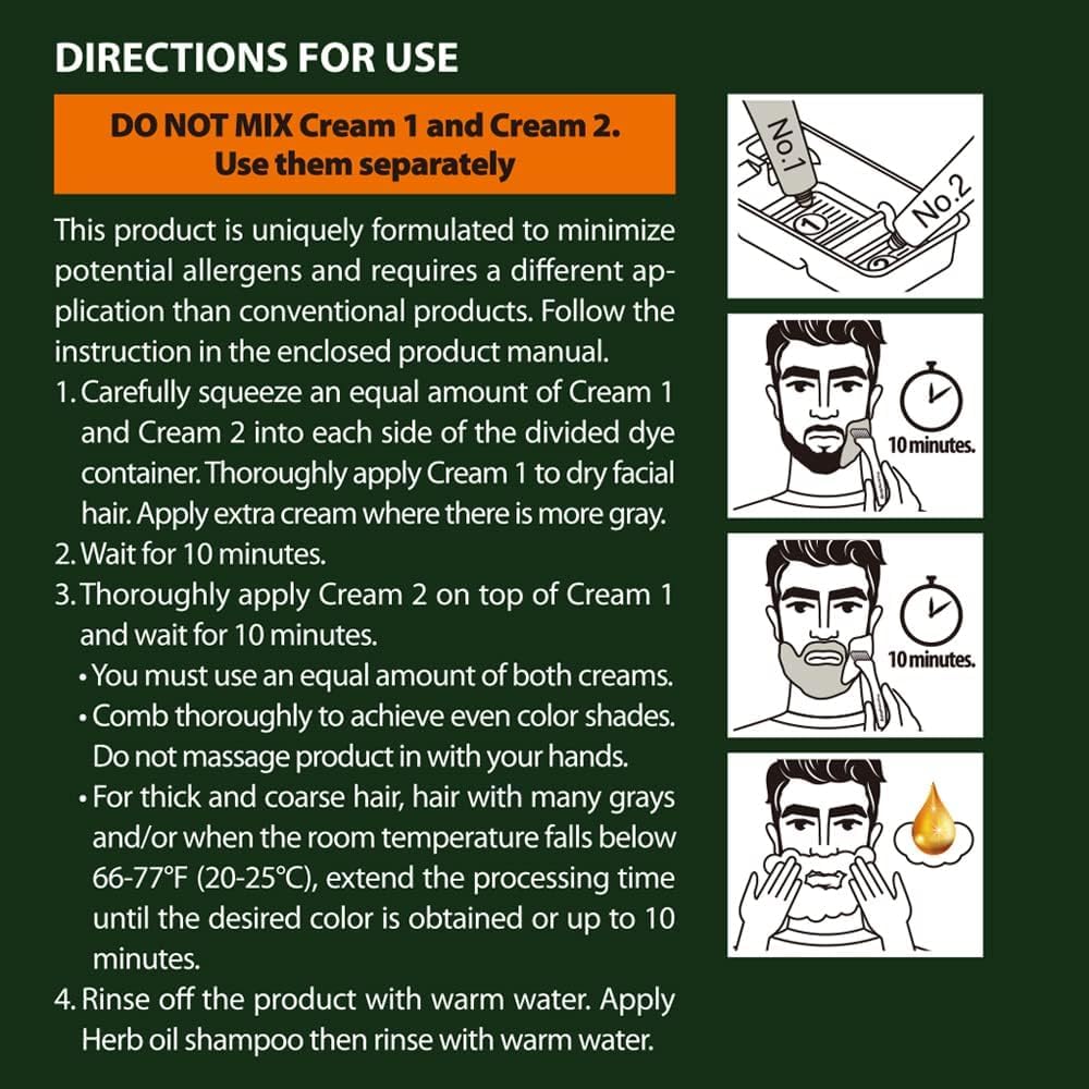 Black Herb For Men Mustache & Beard Dye (Soft Black, 1 Pack), PPD-Free Ammonia-Free, Vegan with Natural Ingredients, Gentle for Sensitive Skin, No Skin Irritation
