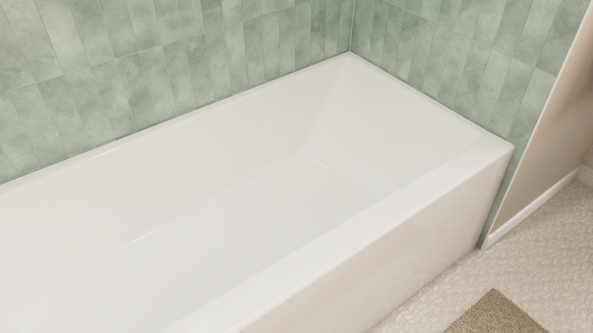 Light Gray Prism 60 in. L x 32 in. W Acrylic Alcove Left-Hand Drain Bathtub, White