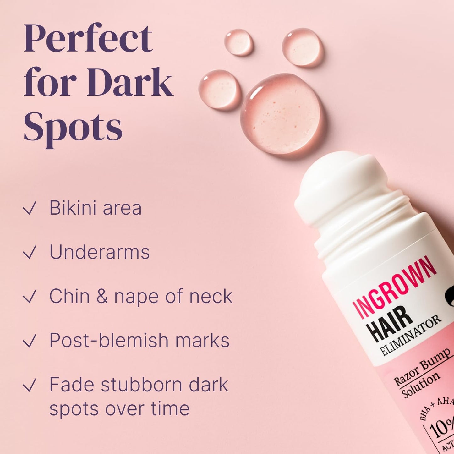 Pink Razor Bump Stopper with Dark Spot Remover, Ingrown Hair Treatment for Bikini Area and Razor Bumps Treatment - Salicylic Acid After Shave Solution for Ingrown Hairs & Razor Burns