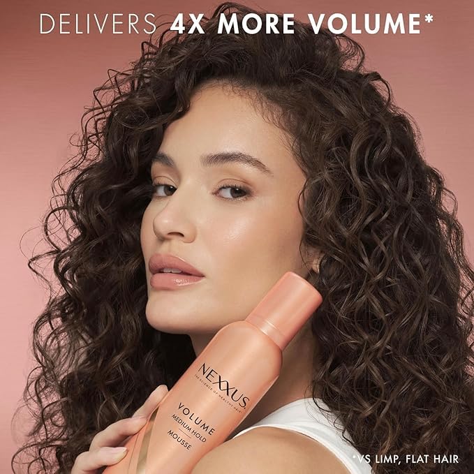 Black Nexxus Travel Mousse, Volume Medium Hold 72-Hour Anti-Humidity Shield, 48-Hour Frizz Control, Rose Fragrance, 2 Oz (Pack of 3)