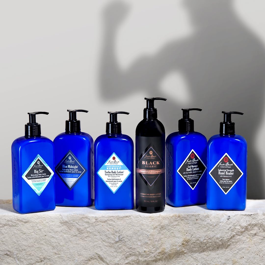 Light Gray Jack Black Black Reserve Hydrating Body Lotion for Men, 12 Fl Oz