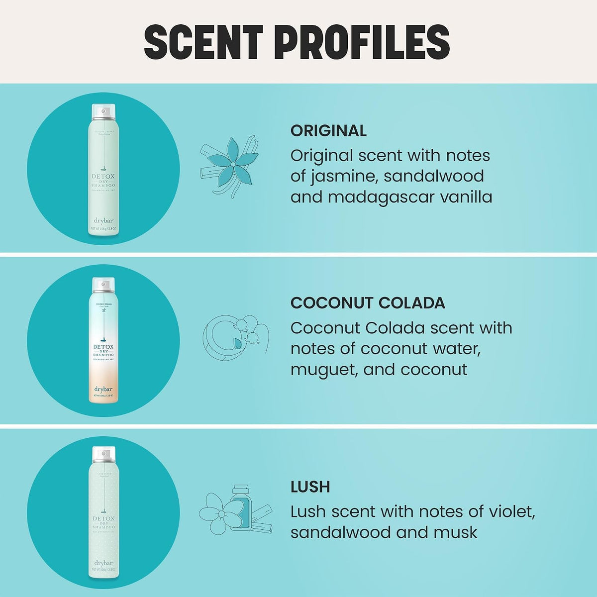 Light Blue Drybar Detox Dry Shampoo Spray, Coconut Colada