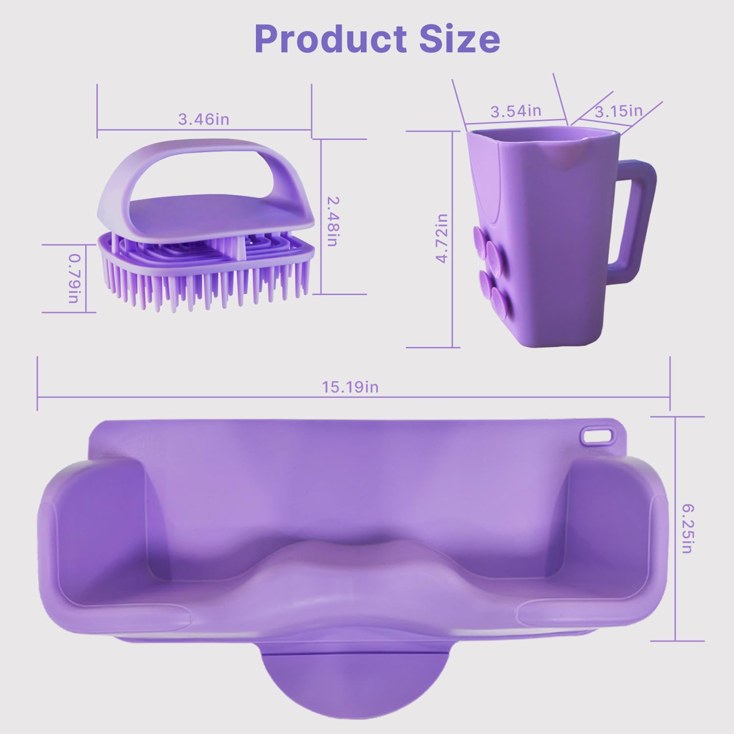 Lavender Silicone Portable Hair Washing Station for Kids,Toddlers and Elderly,Shampoo Basin/Bathtub Shampoo Basins, Attached Shampoo Brush and Bath Rinse Cup,Neck Support Shampoo Bowl for Sink at Home (Purple)