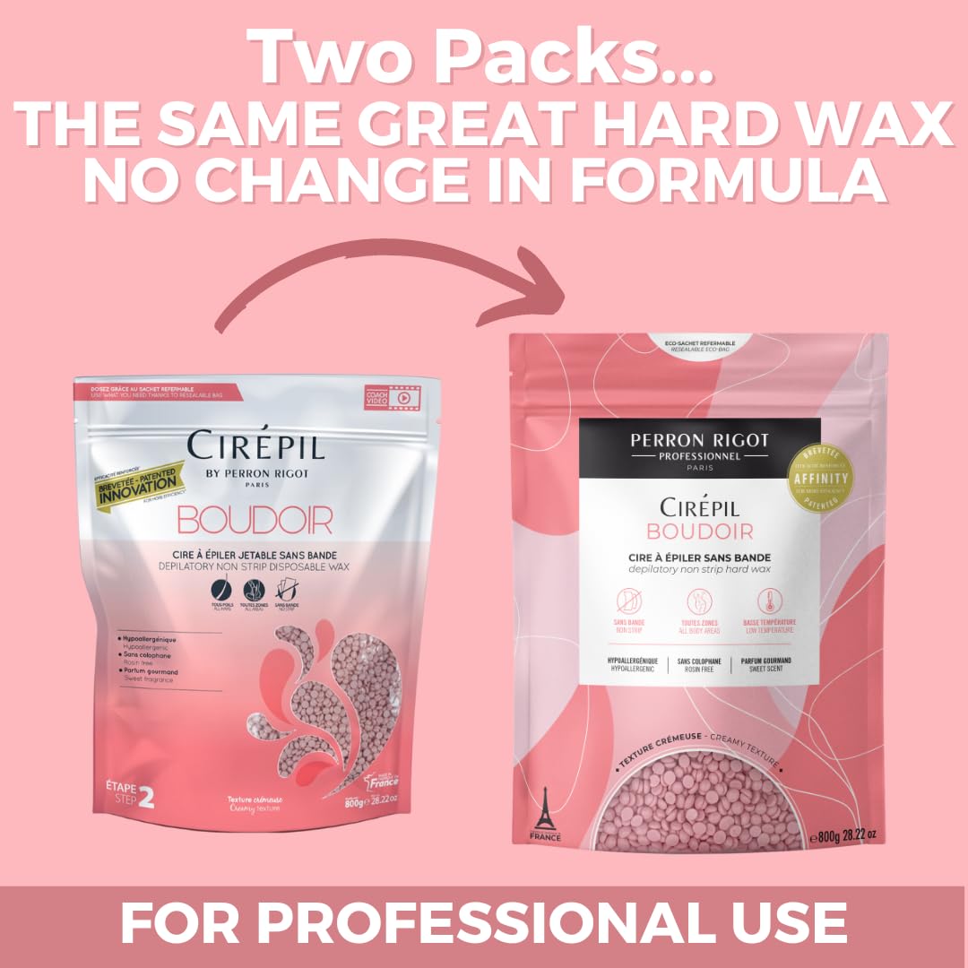 Light Pink Cirepil - Boudoir - 800g / 28.22 oz Hard Wax Beads Bag - Hypoallergenic, Allergen-Free & Rosin-Free for Sensitive Skin - Professional Stripless Hair Removal for Face & Body - Low Temp Refill Bag