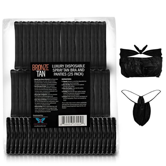 Dark Slate Gray Bronze Tan Disposable Undergarments for Spray Tan - Non-Woven, Breathable Undergarments, Full Coverage, Hygienic - Ideal for Professional Salons & Home Use, Universal Fit - Pack of 25 Set
