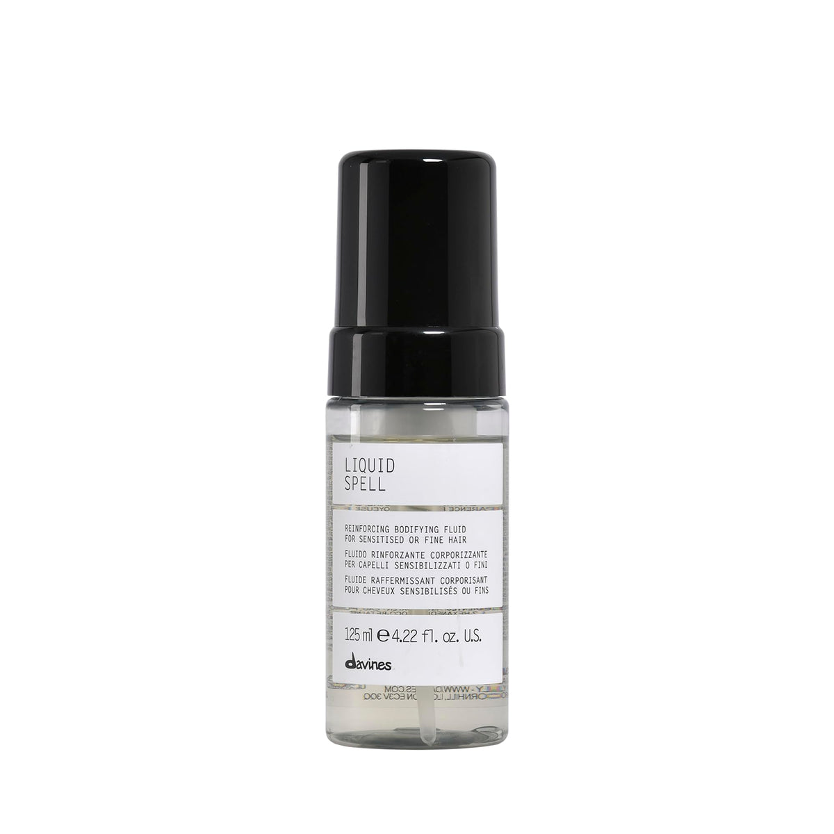Black Davines Liquid Spell Reinforcing Bodifying Fluid, Leave-In Fine Hair Mousse