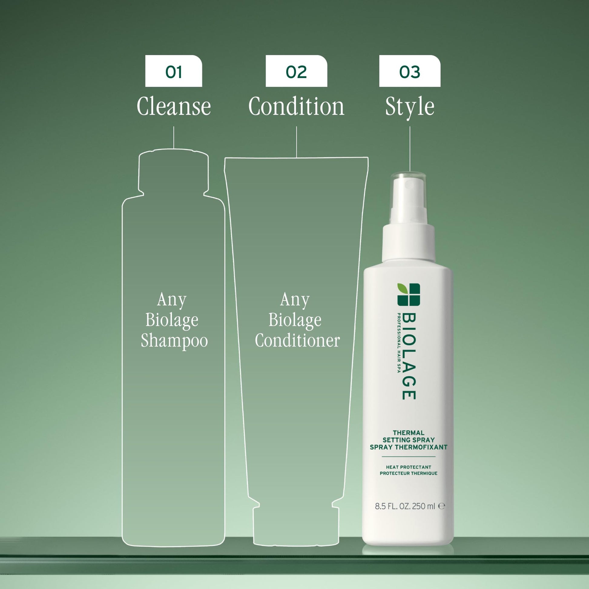 Slate Gray Biolage Thermal Setting Spray - Strengthens Hair, Guards Against Heat Styling, Hair Spray, Vegan, Paraben-Free, 8.5 Fl Oz