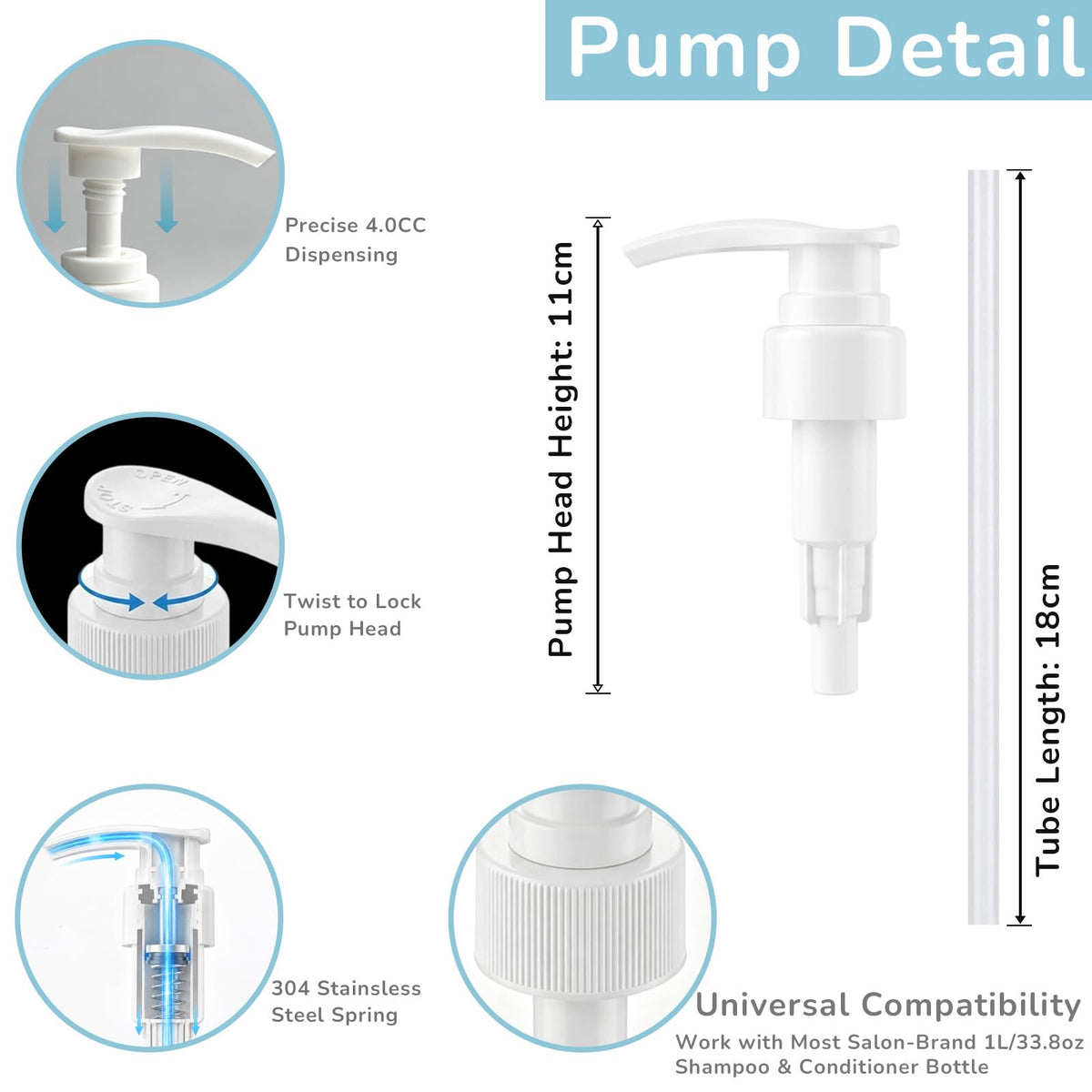 White Smoke 3 Pcs Dispenser Pump Replacement Compatible with Biolage Shampoo and Conditioner 1 L/33.8 Fl Oz Bottle, Liter Pump Dispenser for Biolage
