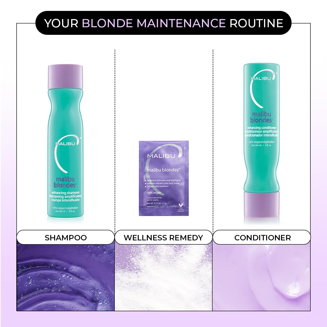 White Smoke Malibu C Blondes Collection - Blonde Shampoo and Conditioner Set - Protects and Preserves Color Vibrancy + Infuses Moisture with Enhanced Vitamin Complex - Sulfate-Free Hair Care