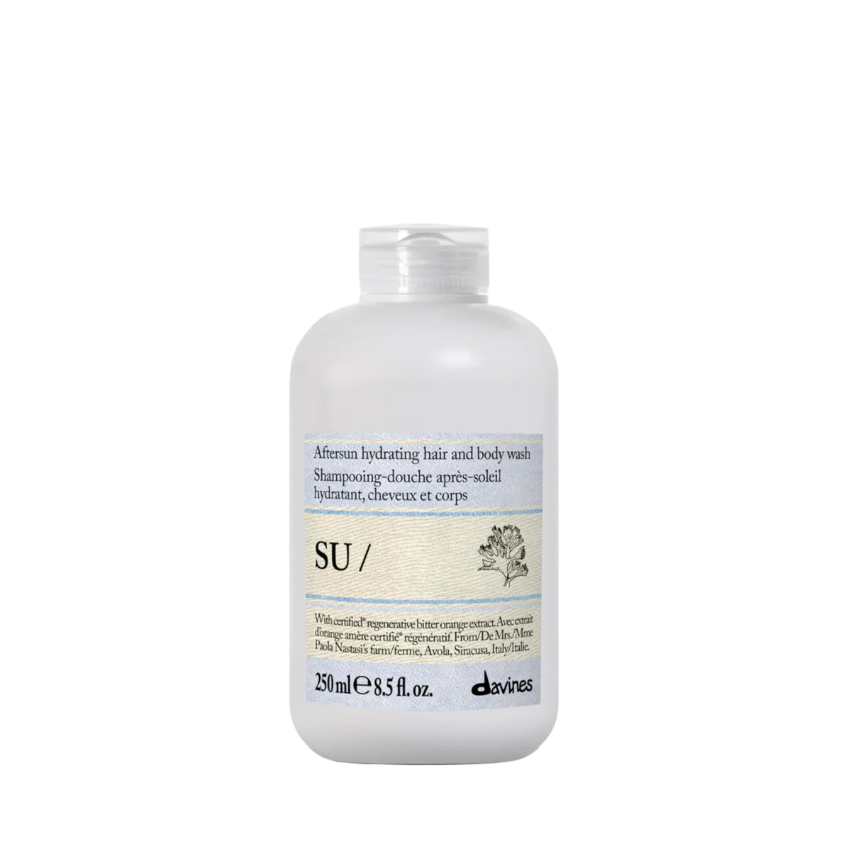 Light Gray Davines SU/Aftersun Hydrating Hair & Body Wash For Sun-Exposed Skin & Hair