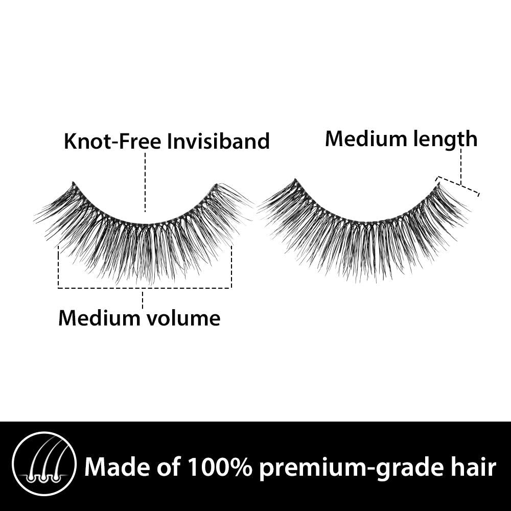 White Smoke Ardell Remy Lash 781, Premium Grade Remy Hair False Lashes with Invisiband, 4 pairs