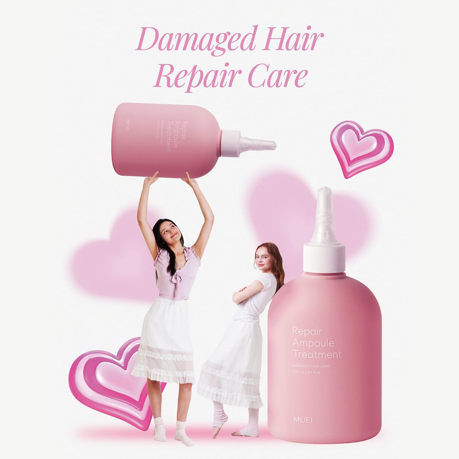White Smoke MUEI Repair Ampoule Treatment - Korean Hair care with Self Hair Salon Care for Extremely Damaged Hair - a heat effect | Tangleless hair | probarrier ceramide | Protein | Propolis, 8.11 fl.oz