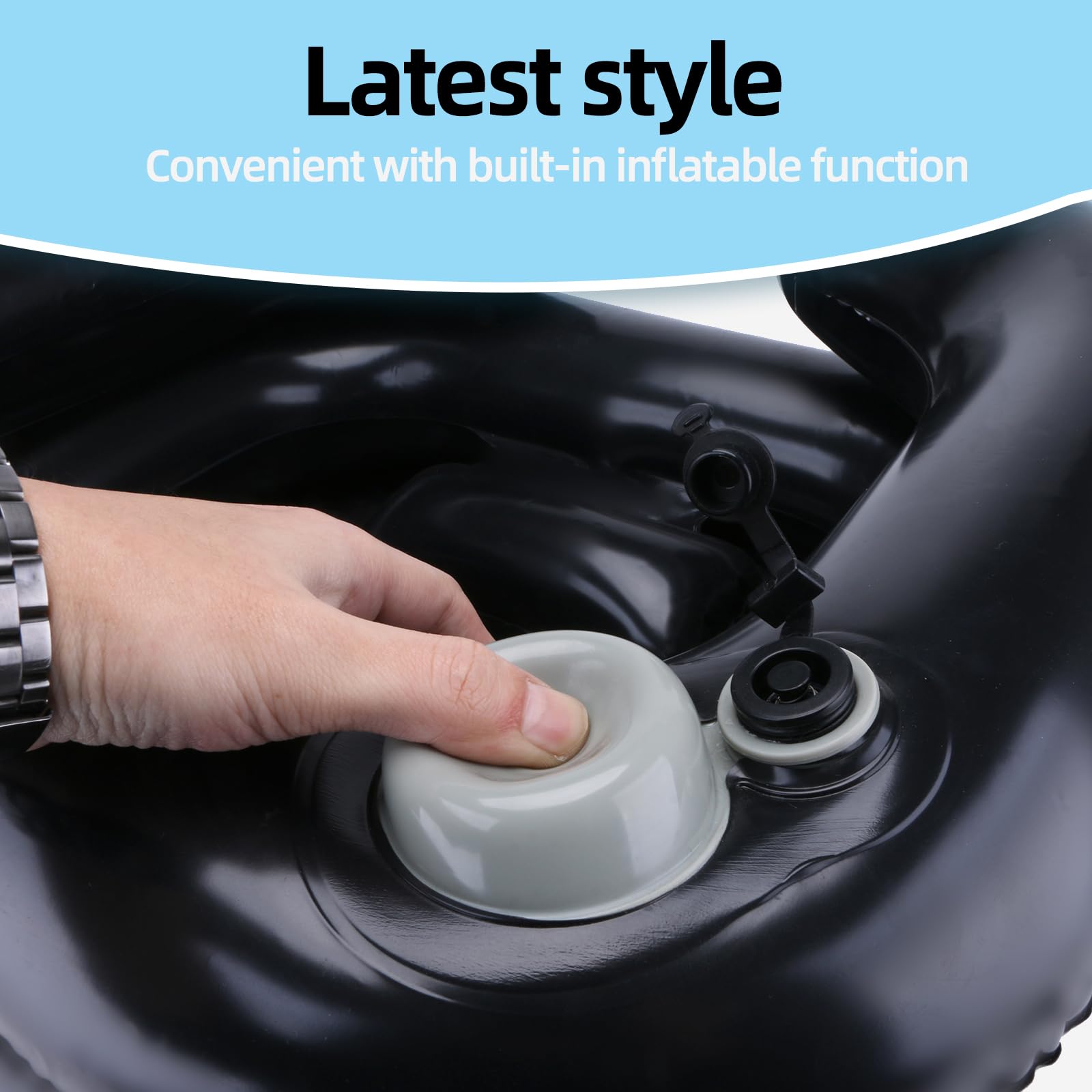 Black Upgraded Inflatable Hair Washing Basin with Built-in Manual Pressure Inflation, Portable Shampoo Bowl Sink for Hair Washing Station & Elderly, Disabled, Bedridden