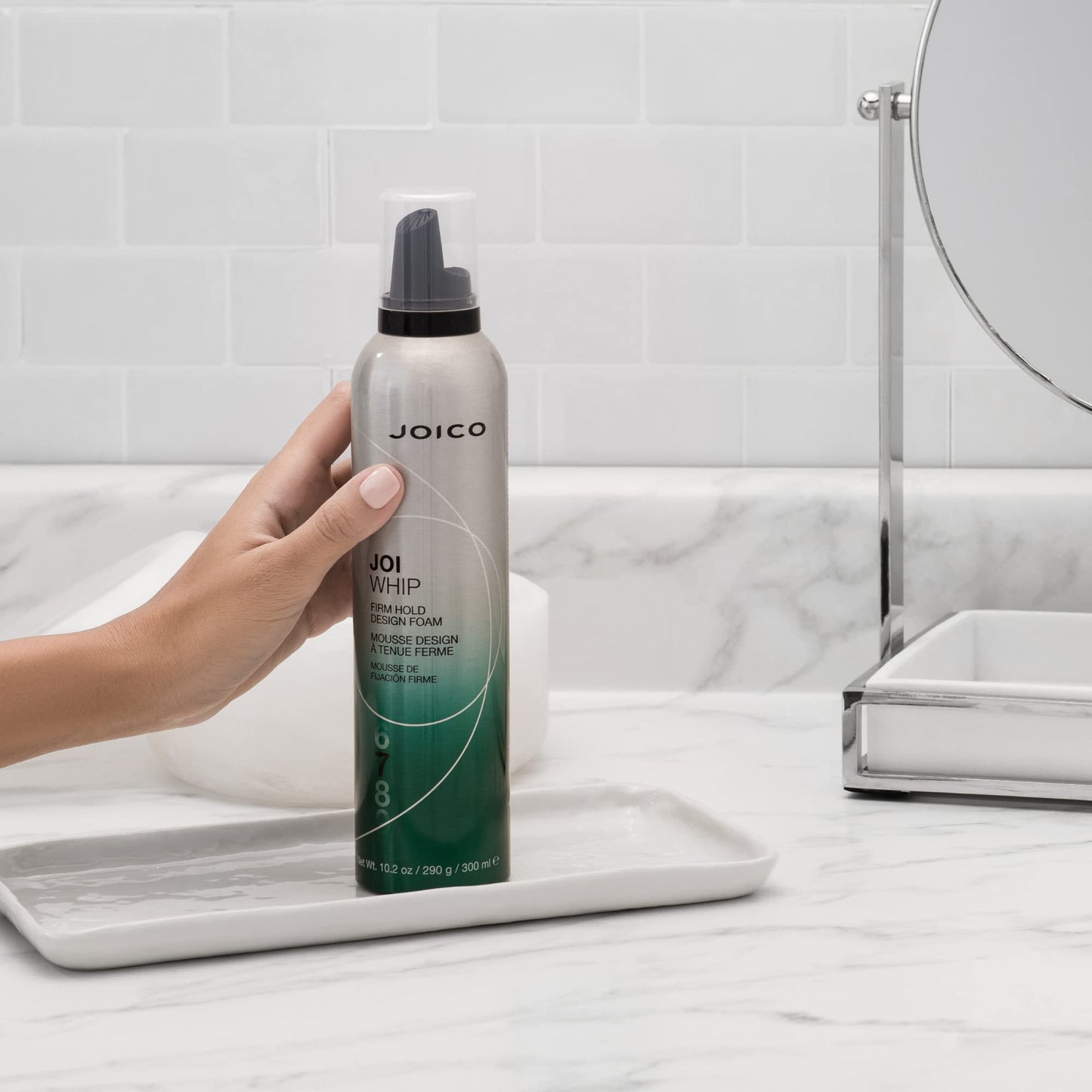 Light Gray Joico JoiWhip Firm Hold Designing Foam | For Most Hair Types | Add Volume & Body | Boost Shine | Control Frizz & Flyaways | Heat, Humidity, & Pollution Protection | Silicone & Paraben Free | 300mL