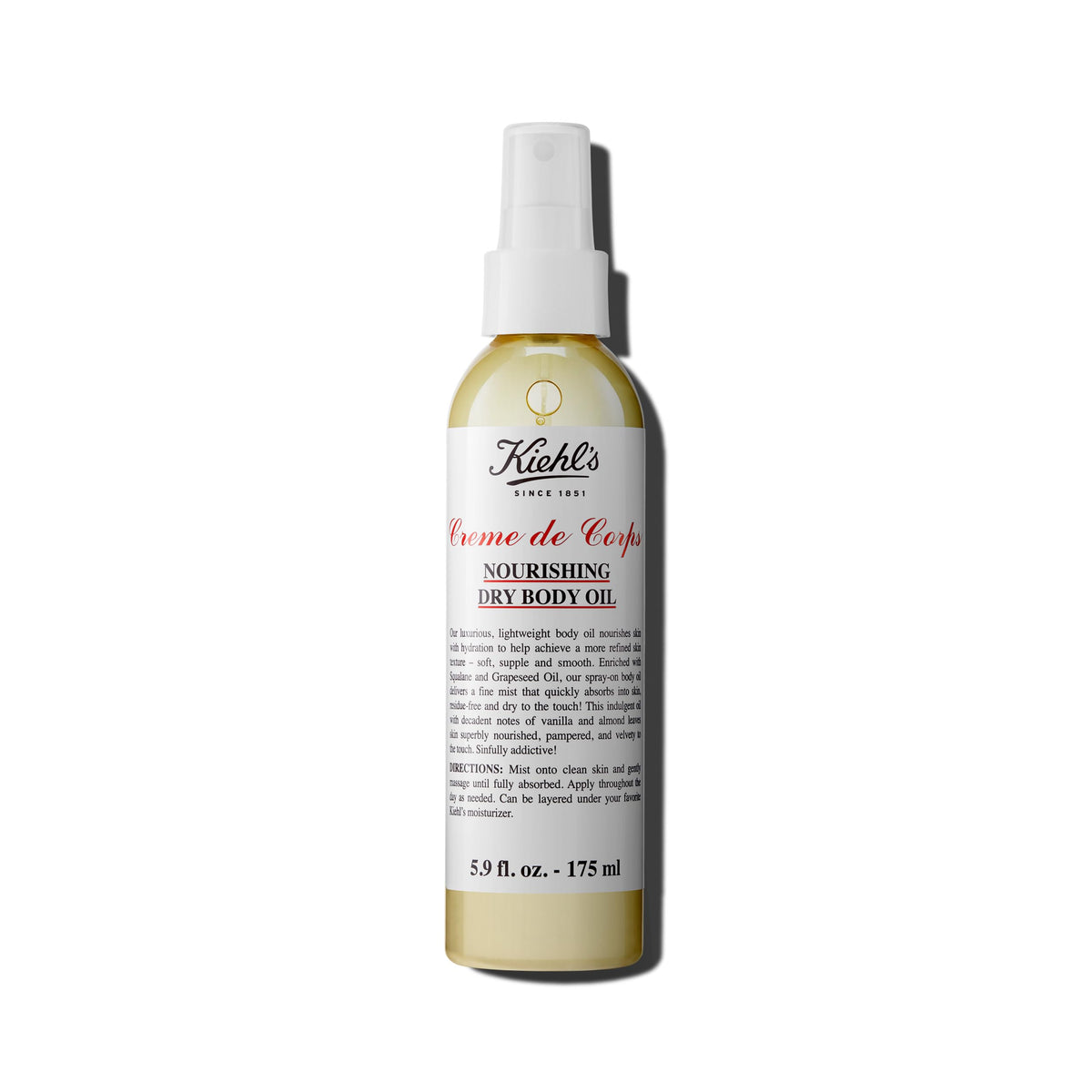 White Smoke Kiehl's - Creme de Corps Dry Body Oil - Nourishing - 5.9 fl oz