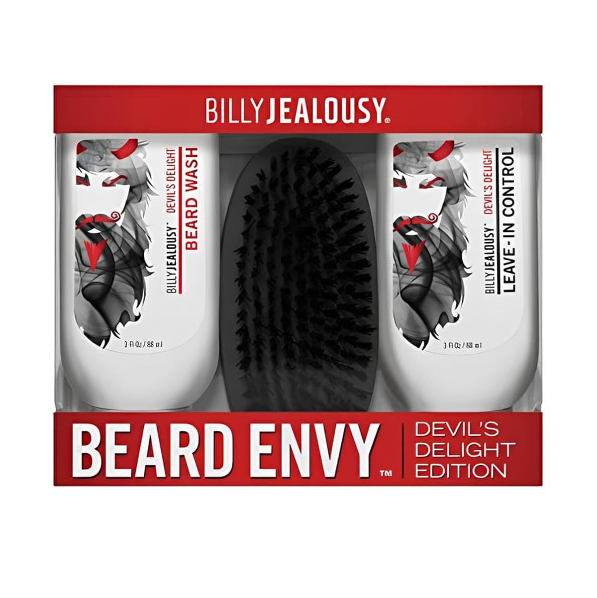 Black Billy Jealousy Beard Envy Facial Hair Refining Kit with Beard Wash Facial Hair Control and Boar Bristle Brush for Clean, Hydrated, Soft, Tamed Unruly Mane