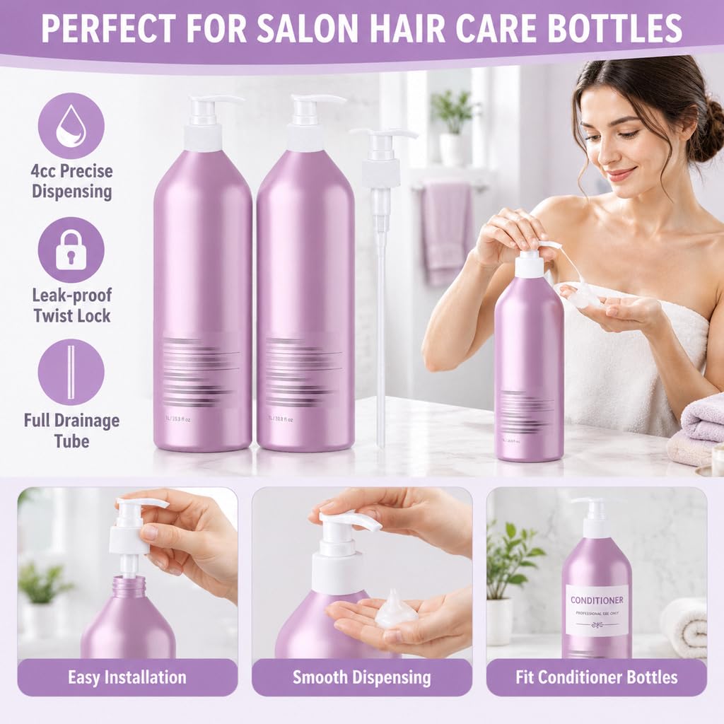White Smoke 2 Pack Liter Pump for Pureology Shampoo and Conditioner 1 L / 33.8 oz Bottles, Pump for Pureology Shampoo 33.8 oz Pumps Dispenser