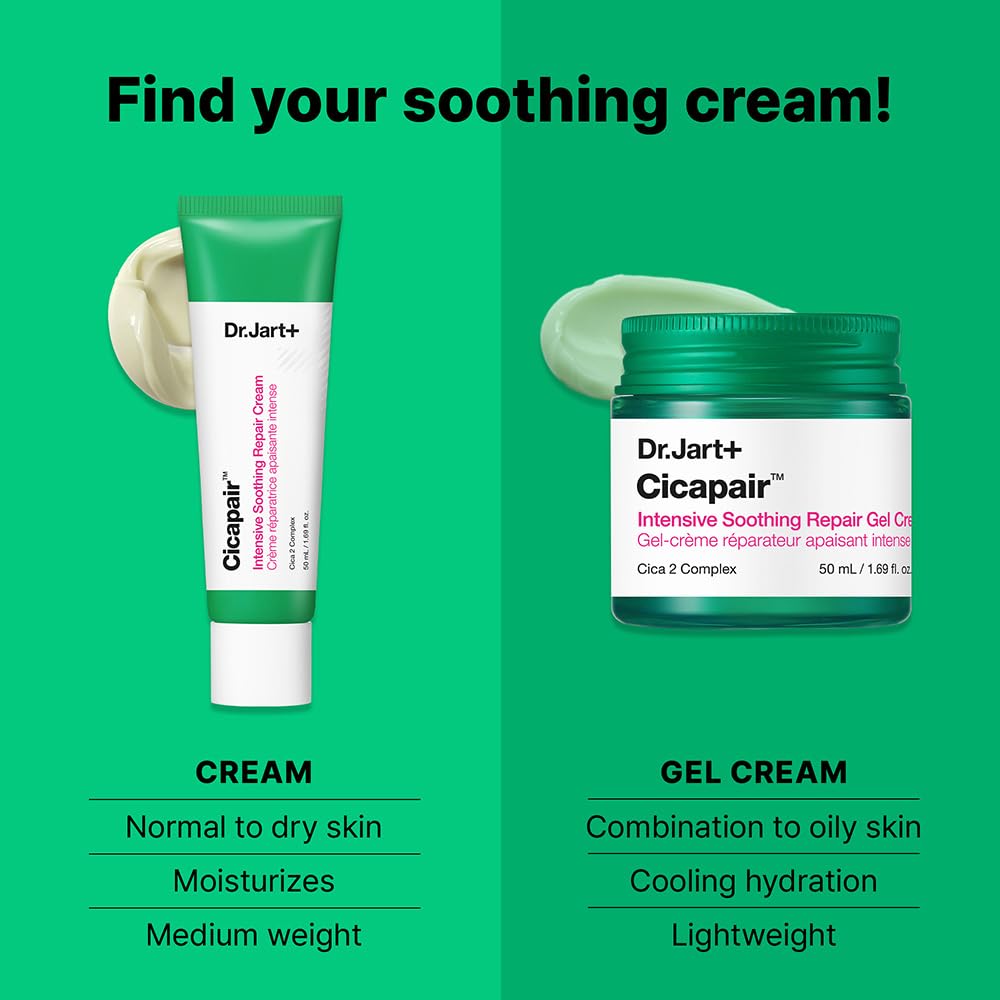 Dark Cyan Dr.Jart+ Cicapair Sensitive Skin Korean Face Moisturizer for Redness and Barrier Repair with Centella Asiatica | Korean Skin Care | Travel Size, 0.51 Fl Oz
