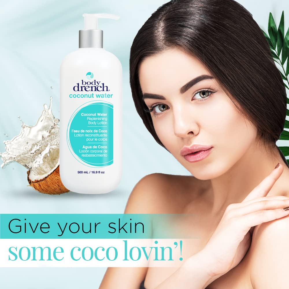 Lavender Body Drench Body Lotion for Women, Coconut Water – Hydrating Coconut Lotion for Dry Skin, Moisturizer Skin Care, 16.9 fl oz