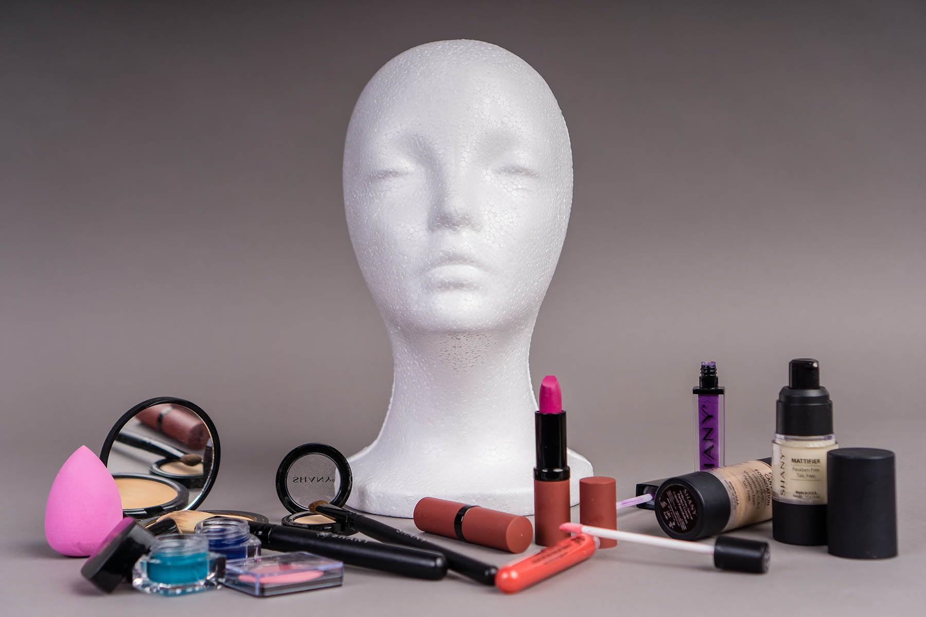 Slate Gray SHANY Styrofoam Model Heads ,Hat Wig Foam Mannequin Female Wig Head Stand ,Mannequin Head for wigs , Wig Holder - Round Base , 10.5 Tall with 20 1/2 Inches Circumference Female Mannequin Head -1 Piece