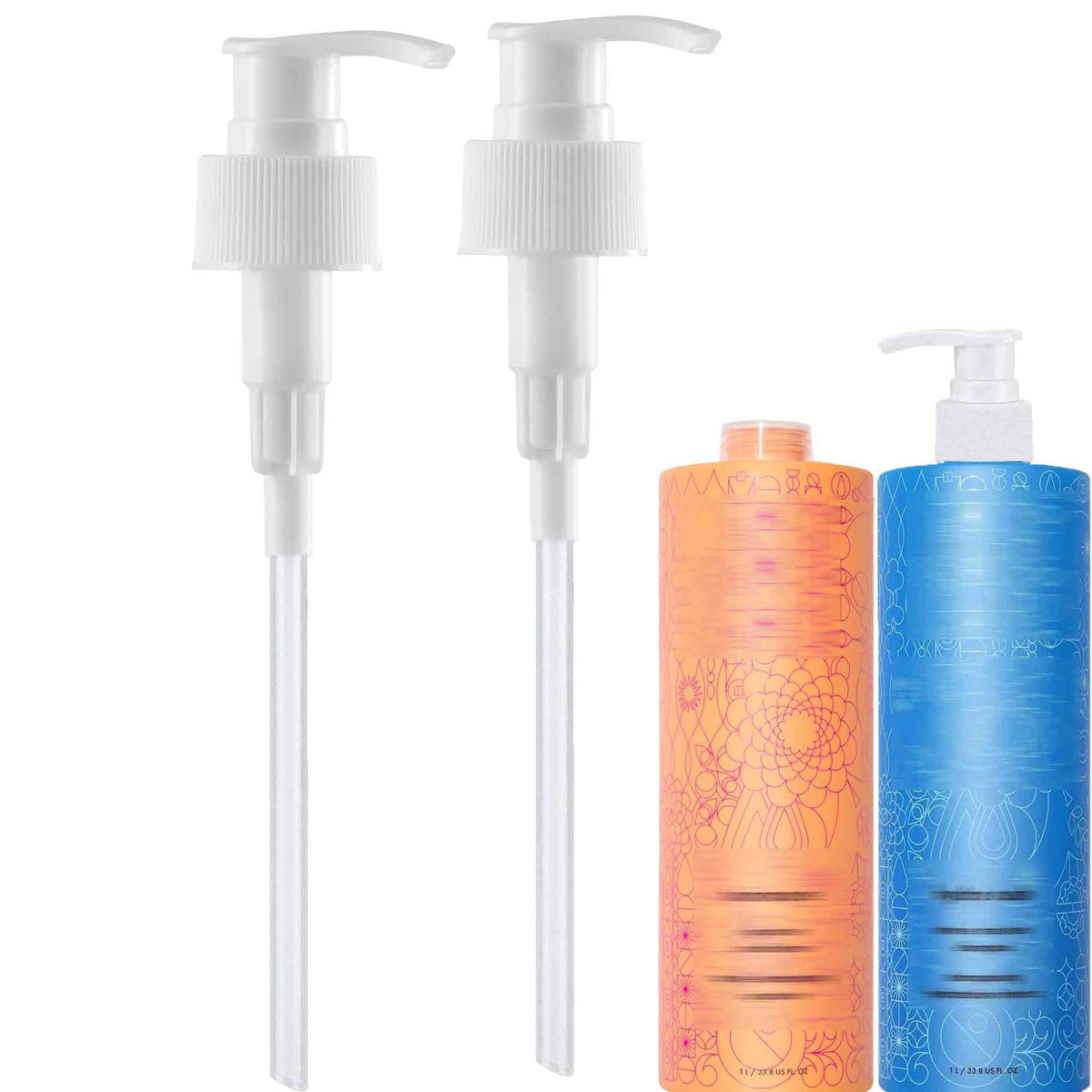 White Smoke 2 Pack Shampoo and Conditioner Pump Compatible with Amika 1L/33.8 Fl Oz Bottle, Liter Pump for amika 33.8 oz Pump Dispenser