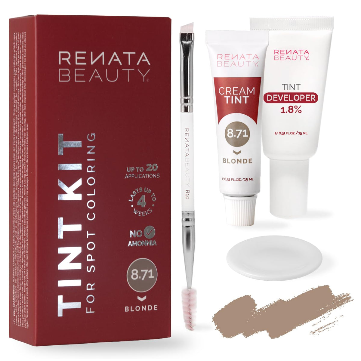 White Smoke RB RENATA BEAUTY Spot Tint Kit - Blonde, Cream Hair Dye with Developer