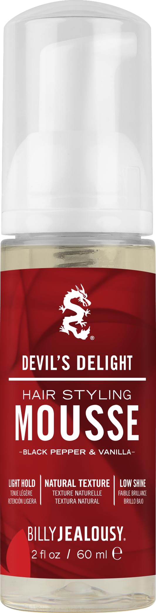 Lavender Billy Jealousy Devil’s Delight Hair Styling Mousse for Men – Light Hold for Volume & Lift, Frizz Control – Hydrates with Sea Moss & Kelp – Travel Size, Silicone-Free, Vegan, Black Pepper Vanilla Scent