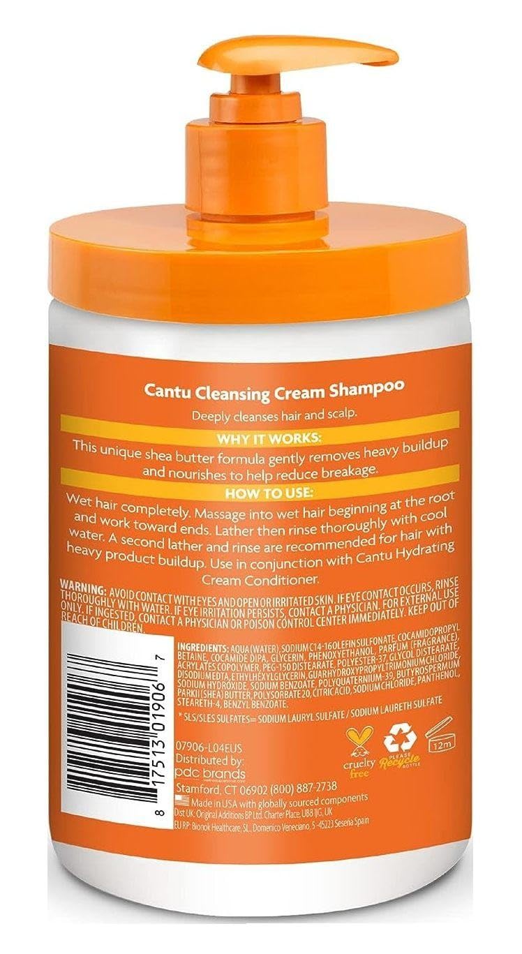 White Smoke Cantu Shea Butter Shampoo Cleansing Cream 25 Ounce Pump (Pack of 6)