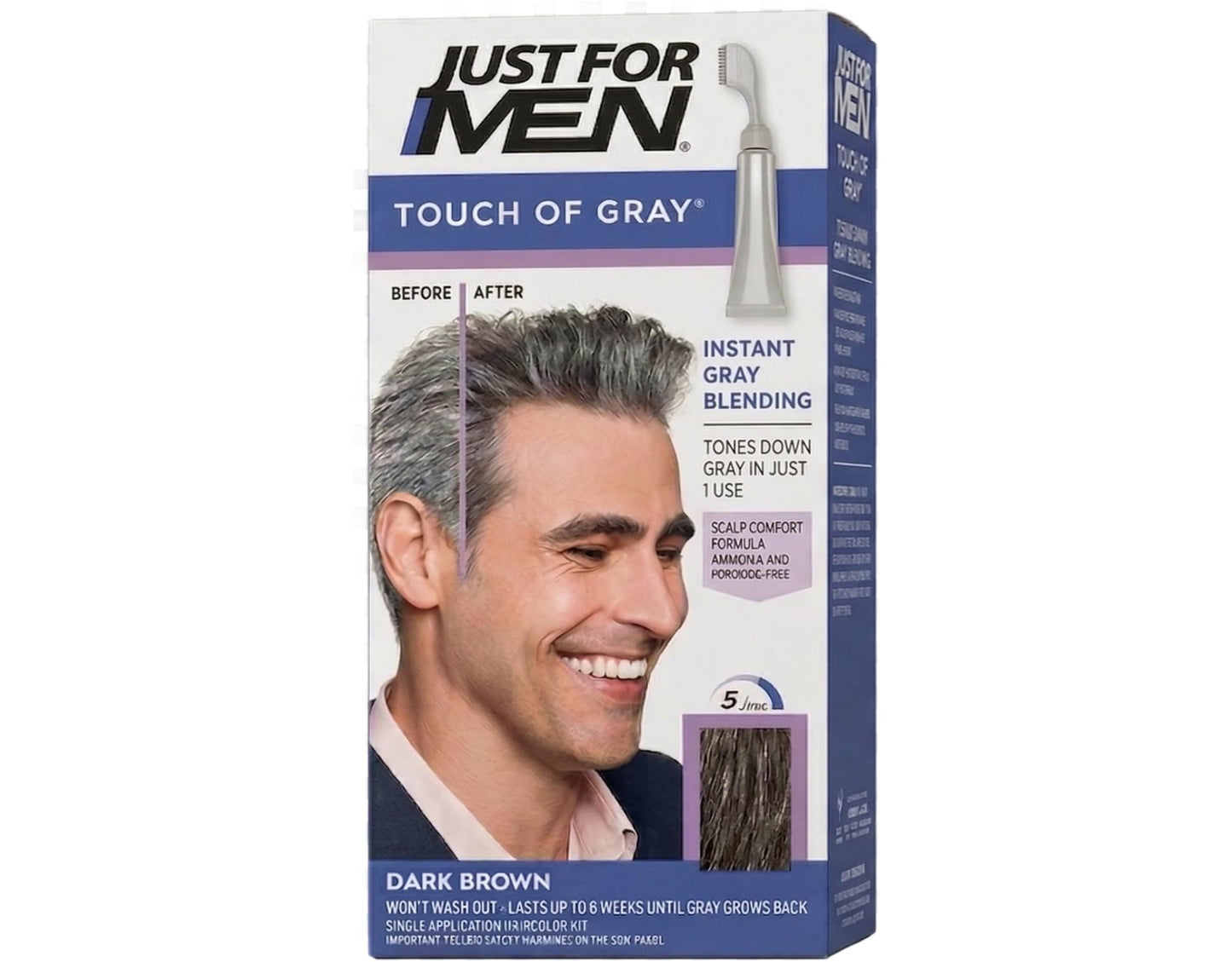 Lavender JUST FOR MEN Touch of Gray Hair Treatment T-45 Dark Brown, 2 Pack
