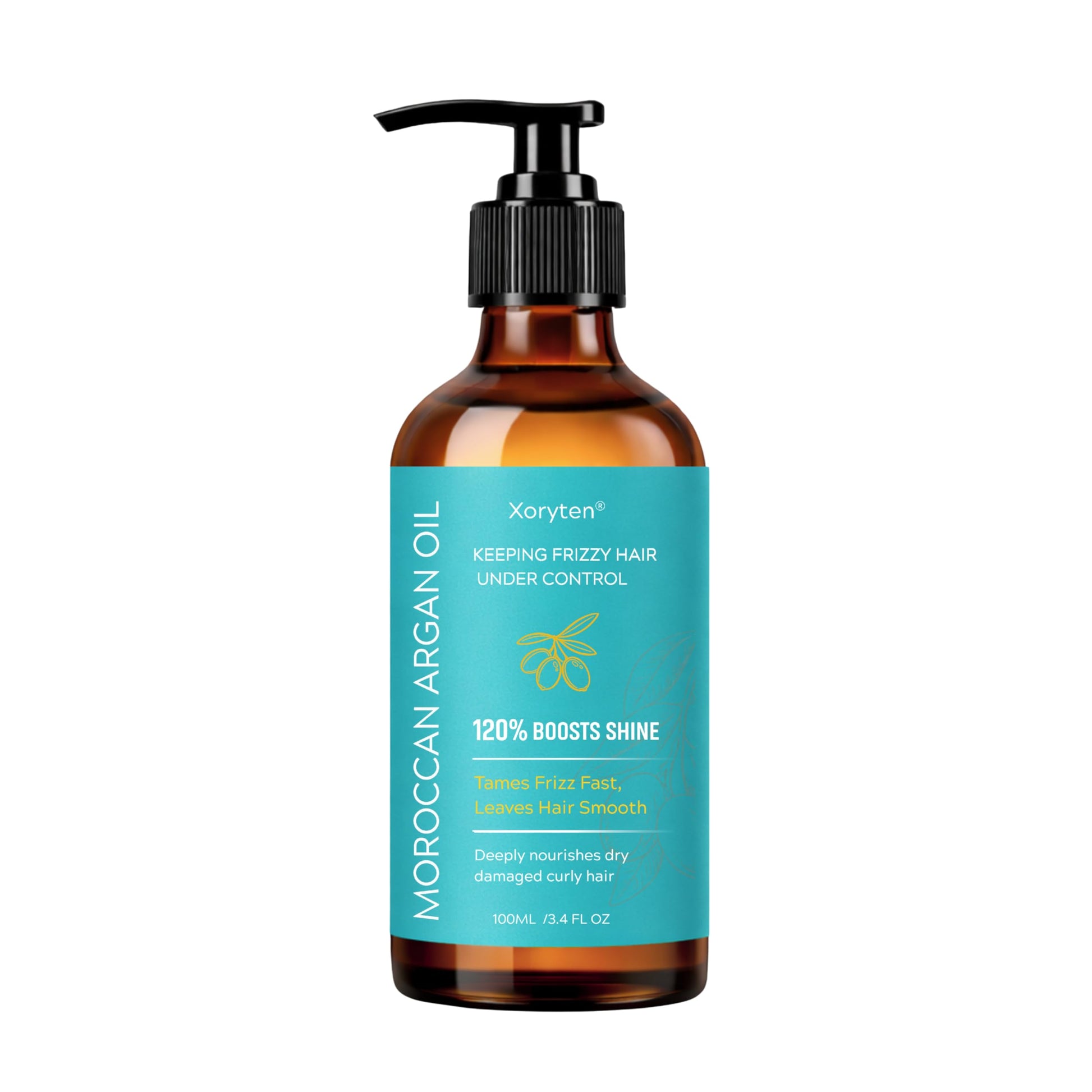 White Smoke XORYTEN Moroccan Argan Oil – Nourishing & Smoothing Hair Oil for Frizzy, Curly, Long, Dry & Damaged Hair – Moroccan Hair Oil Treatment for Frizz Control & Heat Protection – 100ML/3.4 Fl Oz (Argan)