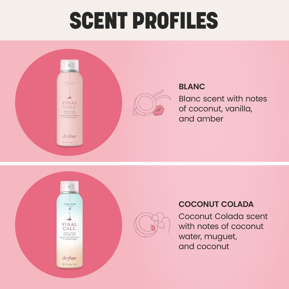 Light Pink Drybar Final Call Frizz & Static Control Mist | Fights Frizz, Tames Flyaways to Maintain Smooth and Shiny Blowouts, 24 Hour Frizz Control & 72 Hour Static Control