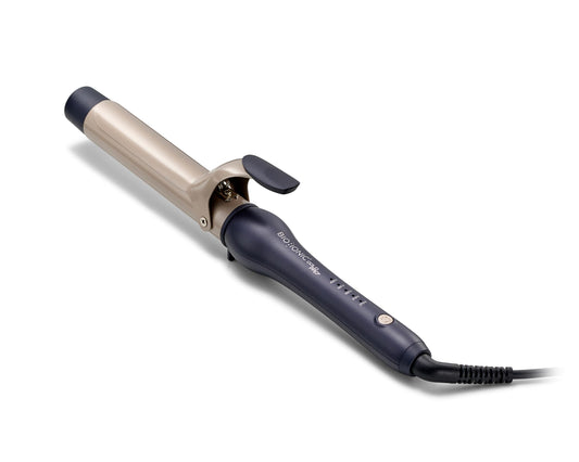 White Smoke Bio Ionic GoldPro 1.25" Curling Iron, Blue, Moisturising Heat & 24K Gold MX, New & Improved 12% Longer Barrel Ceramic Curling Iron, Adjustable Heat, Versatile Hair Styling Wand for Long-Lasting Curls