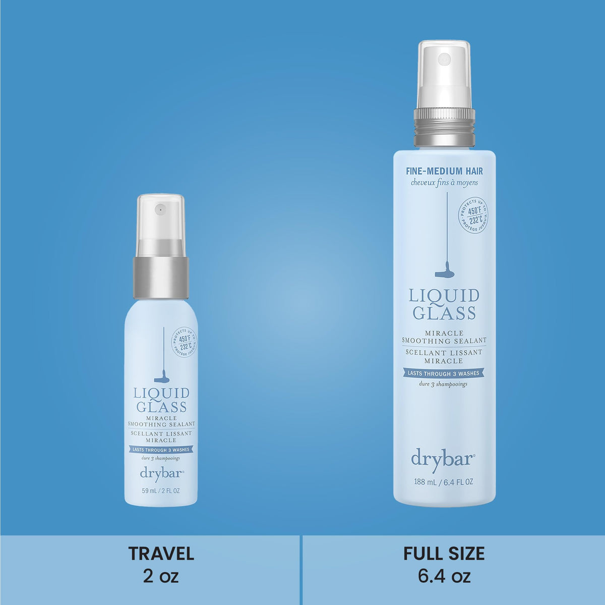 Steel Blue Drybar Liquid Glass Miracle Smoothing Sealant for Fine-Medium Hair, 2 oz