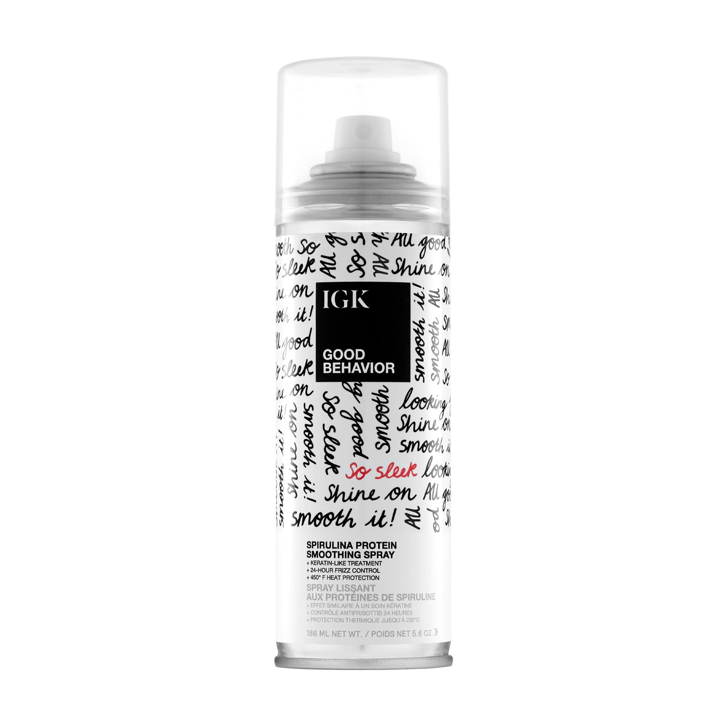 White Smoke IGK GOOD BEHAVIOR Spirulina Protein Smoothing Spray | Frizz Control + Heat Protectant | Vegan + Cruelty Free | 5.6 Oz