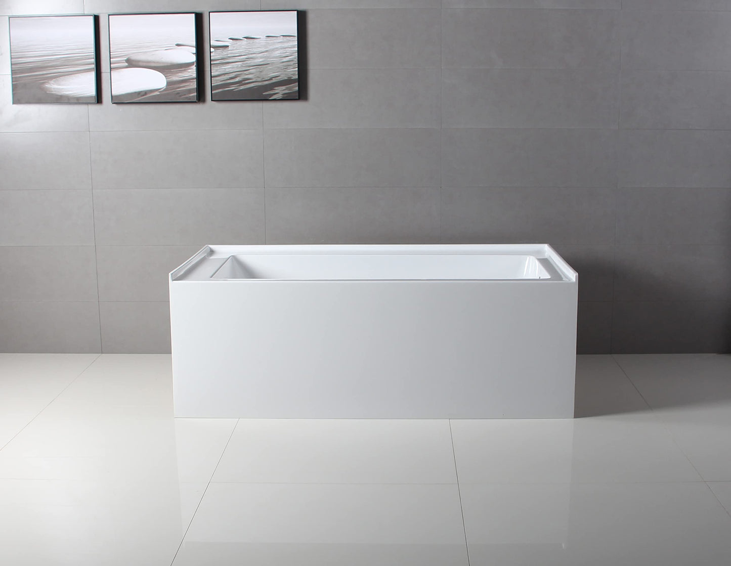 Dark Gray Kingston Brass Aqua Eden VTAP603622R 60-Inch Acrylic Alcove Tub with Right Hand Drain, White