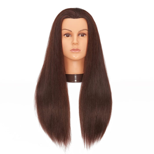 White Smoke Hairlink 26-28'' Mannequin Head Yaki Synthetic Fiber Hair Styling Training Head Dolls for Cosmetology Manikin Maniquins Practice Head with Stand (9926LB0420)