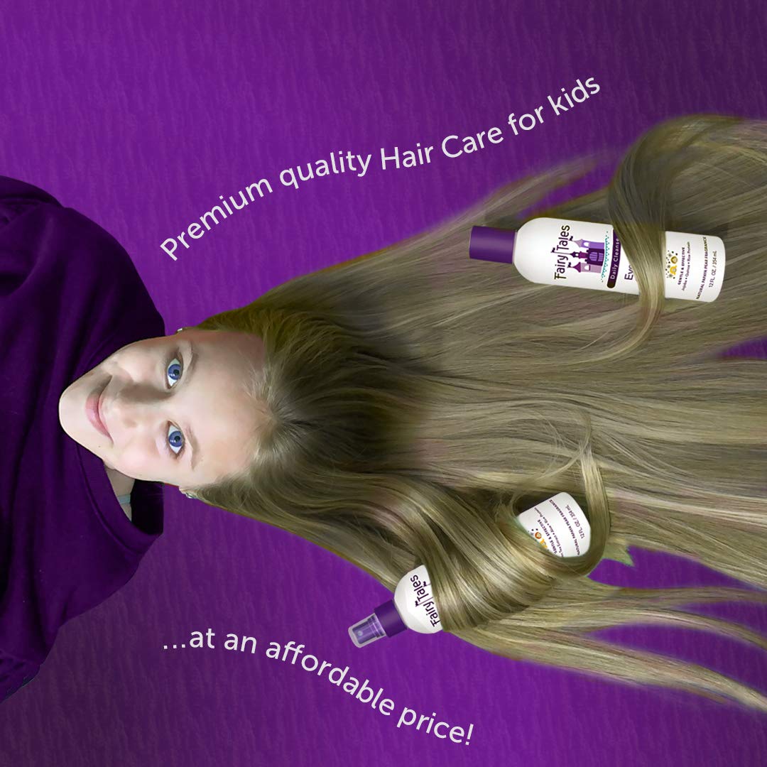Dark Magenta Fairy Tales Daily Cleanse Everyday Kids Shampoo, Conditioner, and Spray - Travel Kit - Tangle Free, Moisturizing and Hydrating Formulas, Clean and Natural Ingredients - Paraben Free - 3.3 oz. (3 Pack)