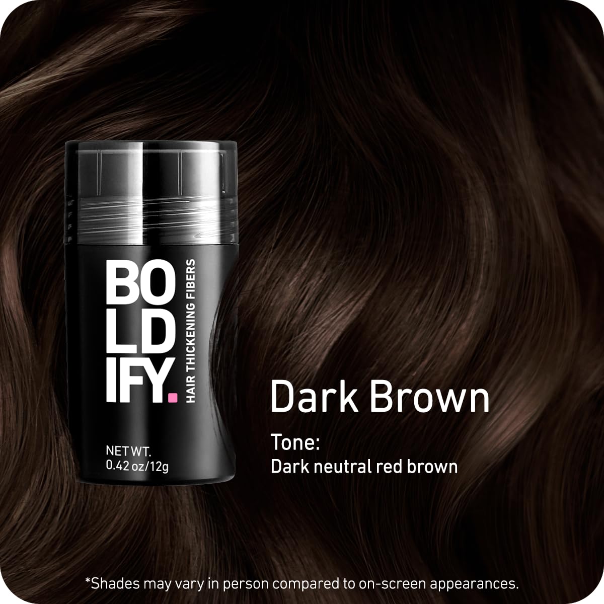 Black BOLDIFY Hair Fibers (12g) - Fill In Thinning and Fine Hair for an Instantly Fuller, Thicker Look - 14 Shades for Women & Men - Dark Brown