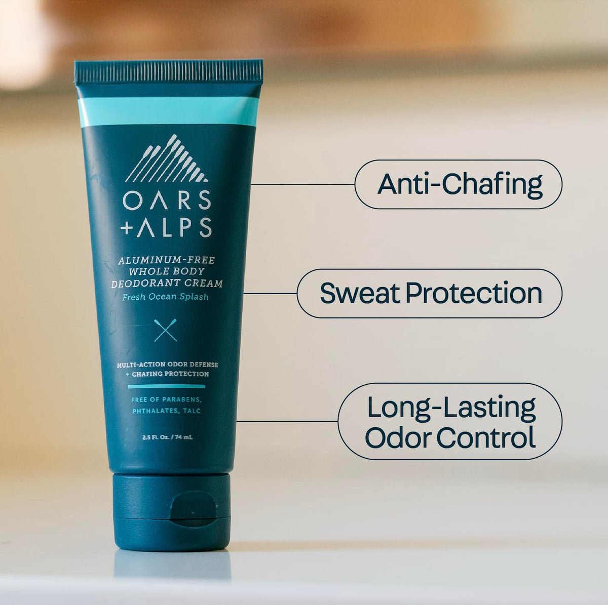 Light Gray Oars + Alps Aluminum Free Men's Full Body Deodorant Cream, 1pk, 2.5oz