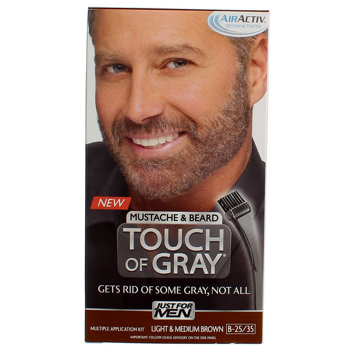 Sienna JUST FOR MEN Touch of Gray Hair Color, Mustache & Beard Kit, Light & Medium Brown B-25/35, 1 ea (Pack of 5)