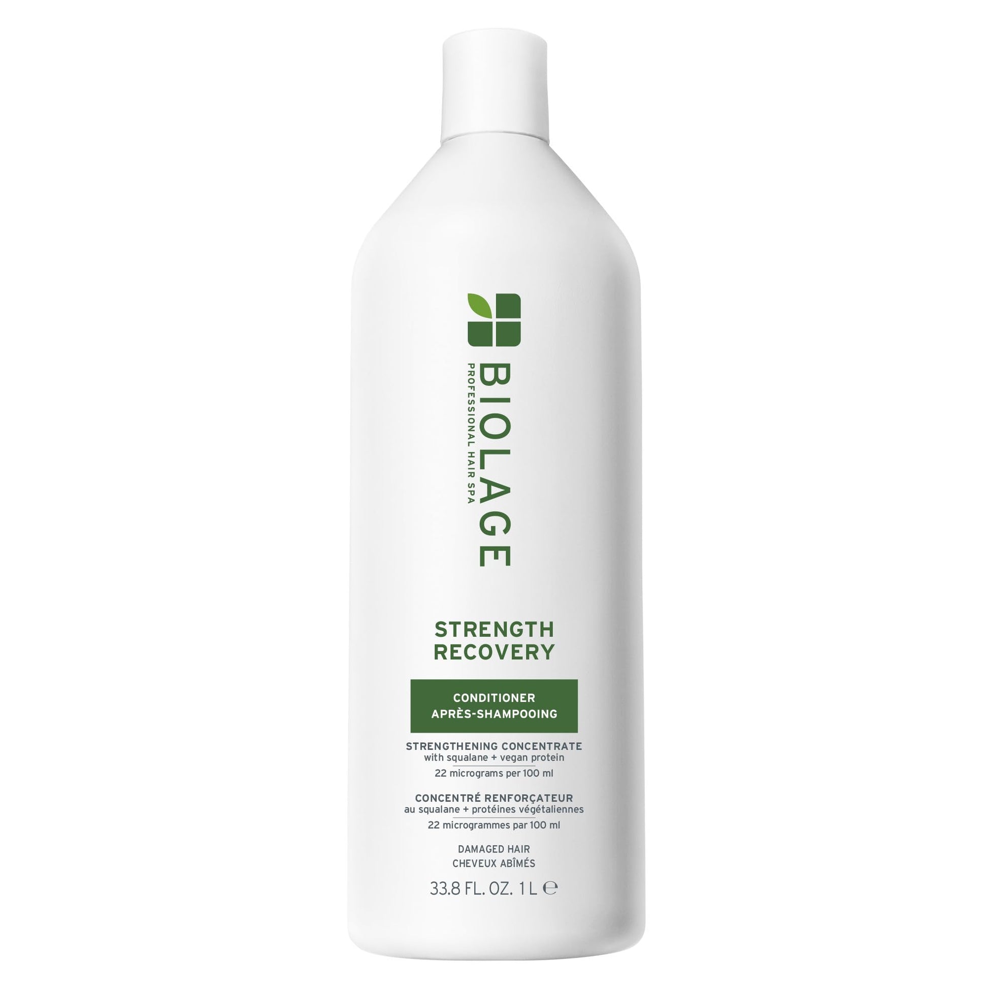White Smoke Biolage Strength Recovery Conditioner - Moisturizes & Strengthens Damaged Hair, Softness & Shine, Hydrates and Repairs Damaged Hair, With Olive Squalane & Proteins, Paraben-Free, Vegan, 33.8 Fl Oz