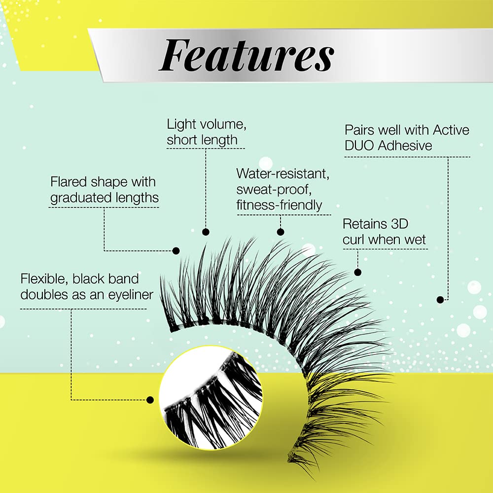 Light Gray Ardell Active Lashes Speedy - Long-Lasting False Eyelashes, Sweat-Resistant, Natural Look for Active Wear