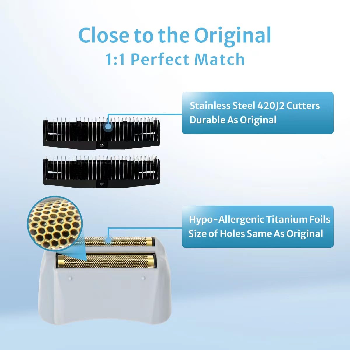 White Smoke Foil Shaver Replacement Foil Compatible with Andis Foil Shaver TS1 (17150, 17235, 17220) and TS2 (17200), 1Pack